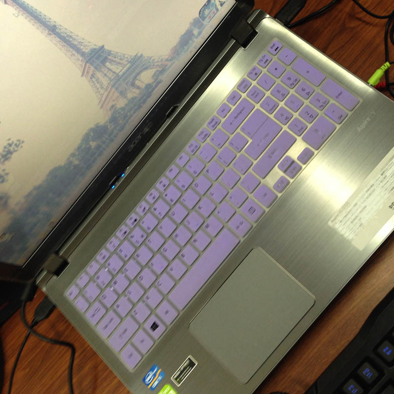 Funda de silicona para Acer Aspire V5-572G, V5-572, V5-573G, V15, V5, 572G, Vn7-591G, V5-571Pg, 15 pulgadas, para portátil y teclado: purple