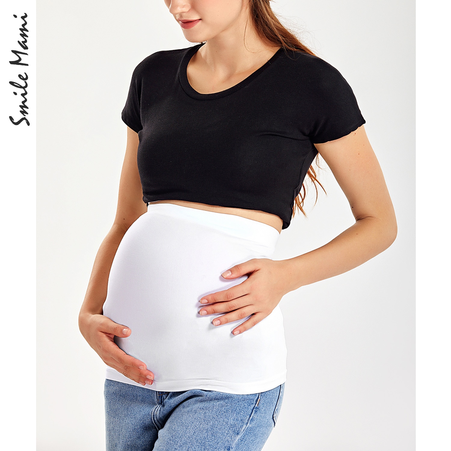 Kvinders ammende sømløse graviditets mavebånd med taljeforlængere til gravide