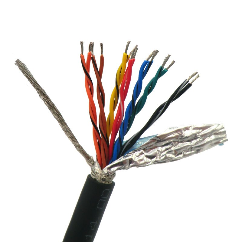 Flexibel partvinnad kabel skärmad tråd 4,6,8,10,12,14,16,20,26 kärna kodarkabel 485 signaldatastyrtråd förtennad koppar: 14 kärnor / 0.14 mm 2(26 awg)