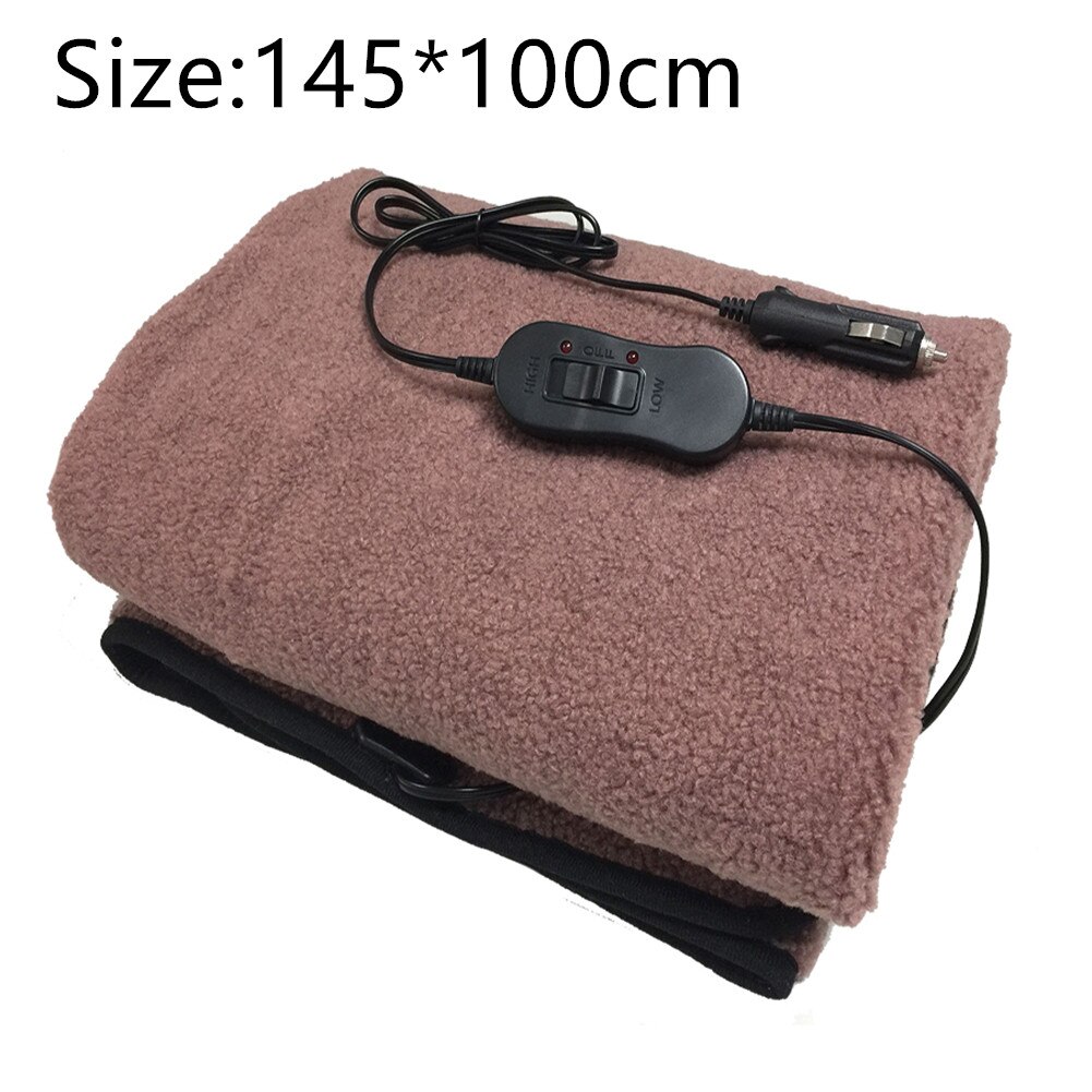 12V Electric Brushed Fleece Car Heated Blanket 4 4 Levels Temperature Adjustment Timing Heater Warmer With LCD Screen Display: Brown  145x100cm