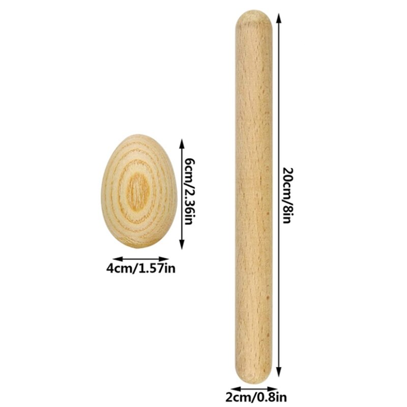 8 Pcs Musical Percussion Instrument, Including 4 Pcs Musical Rhythm Sticks Wood Claves and 4 Pcs Wood Egg Shakers