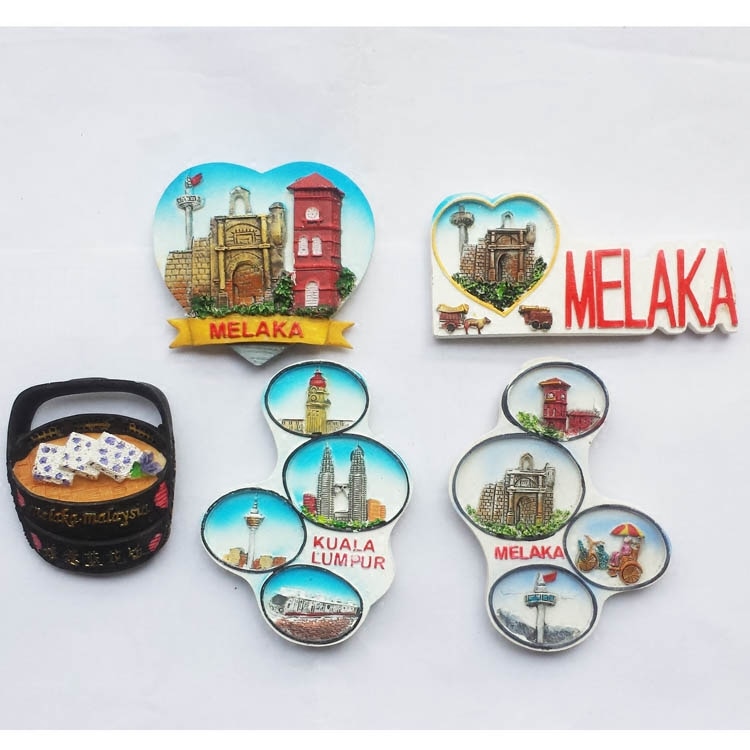 Malaysia Greece Fridge Magnets Tourist Souvenir Melaka Kuala Lumpur 3d Resin Relief Scenery Refrigerator Sticers Home Decor