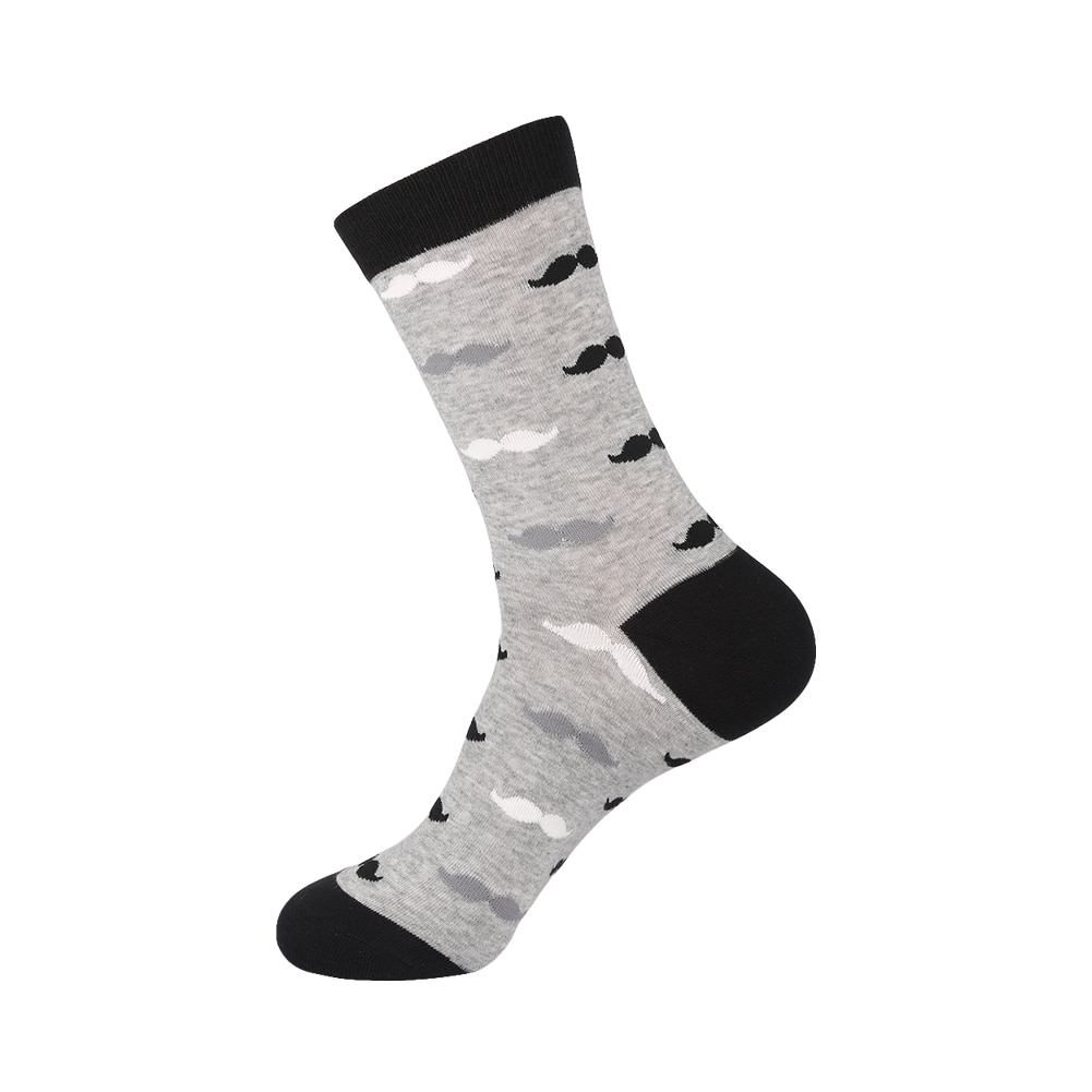 VPM Combed Cotton Men&#39;s Socks Moustache Naval Anchor Long Cool Skate Sock for Men Wedding Party: black