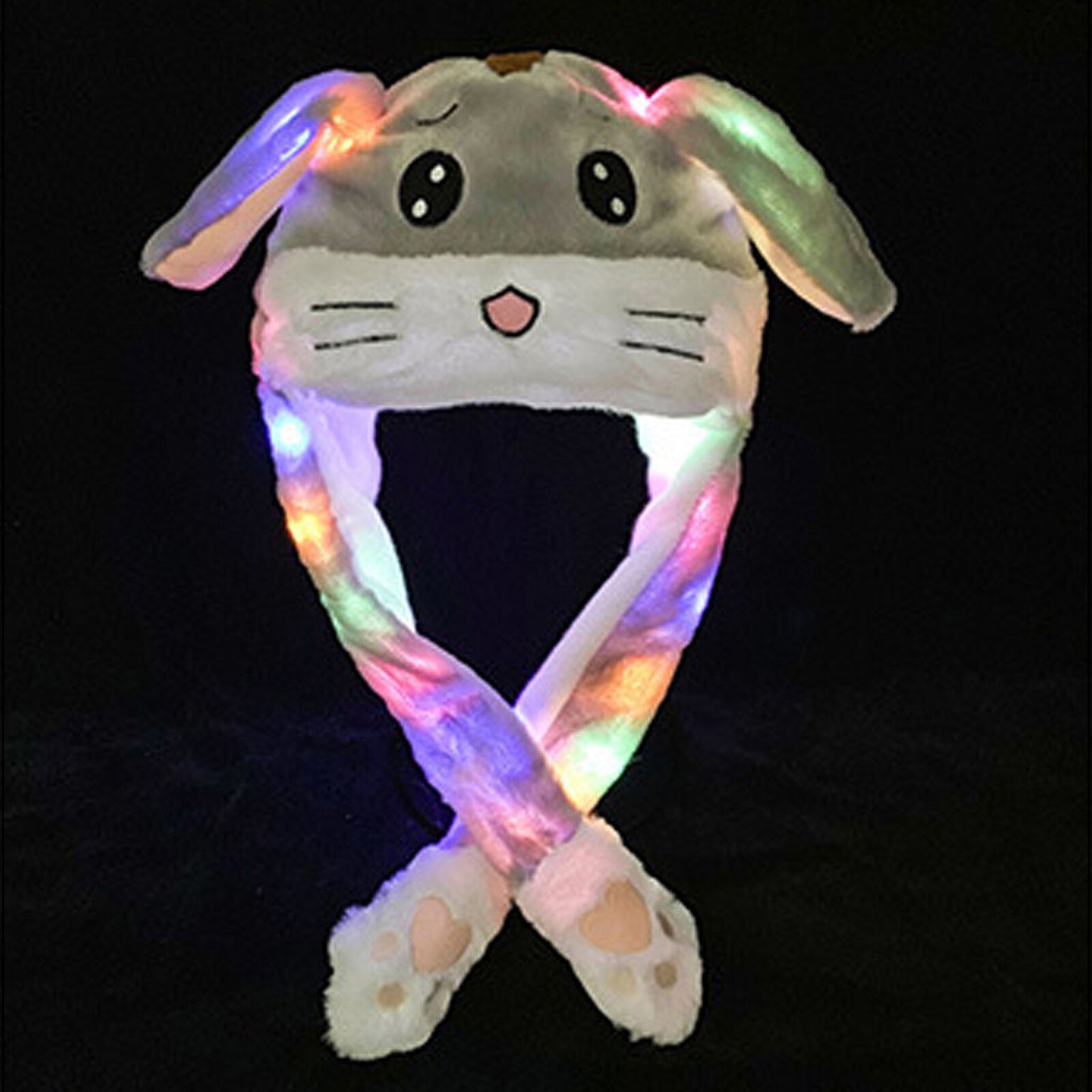 Luz movendo orelhas de coelho chapéu engraçado mão ímã chapéu de pelúcia controlável orelhas longas bonito presente animal coelho orelha chapéu hat hat hat hat hat