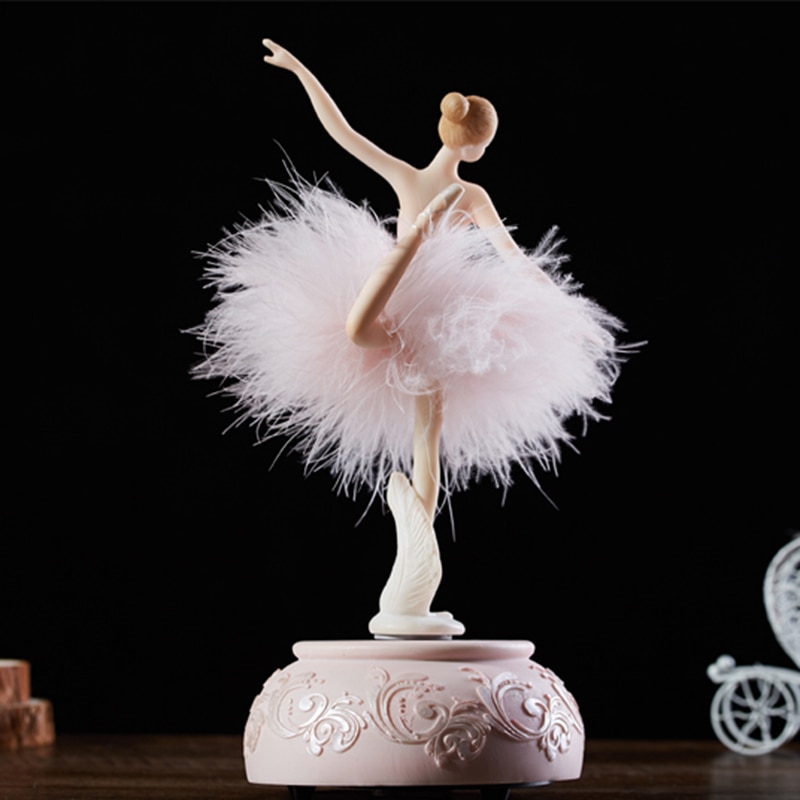 Nueva bailarina caja de música baile niña Cisne lago Carrusel con pluma para de cumpleaños XSD88
