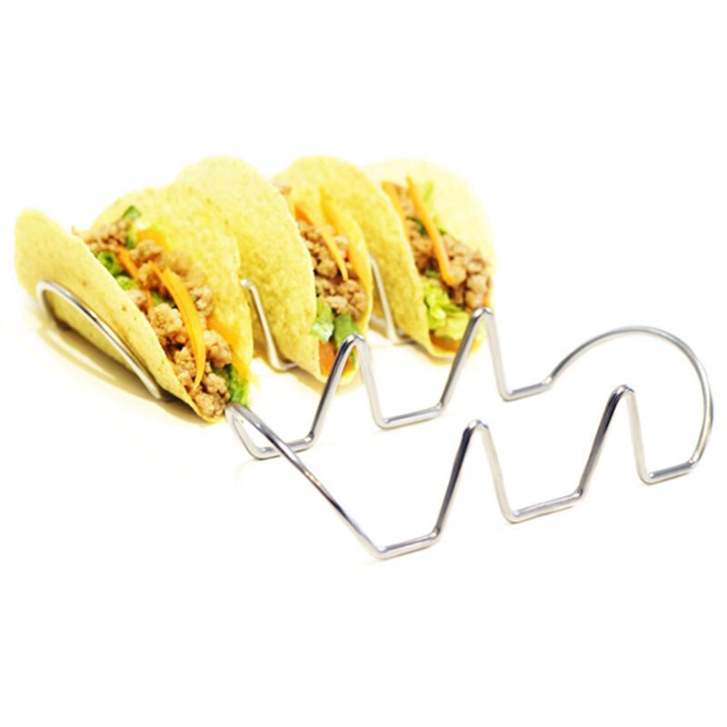 Rustfrit stål tacoholder pizza tærtebord stativ mexicansk mad bollestativ hotdog shell appetitvækkere buffet serveringsbakke tallerkener værktøj