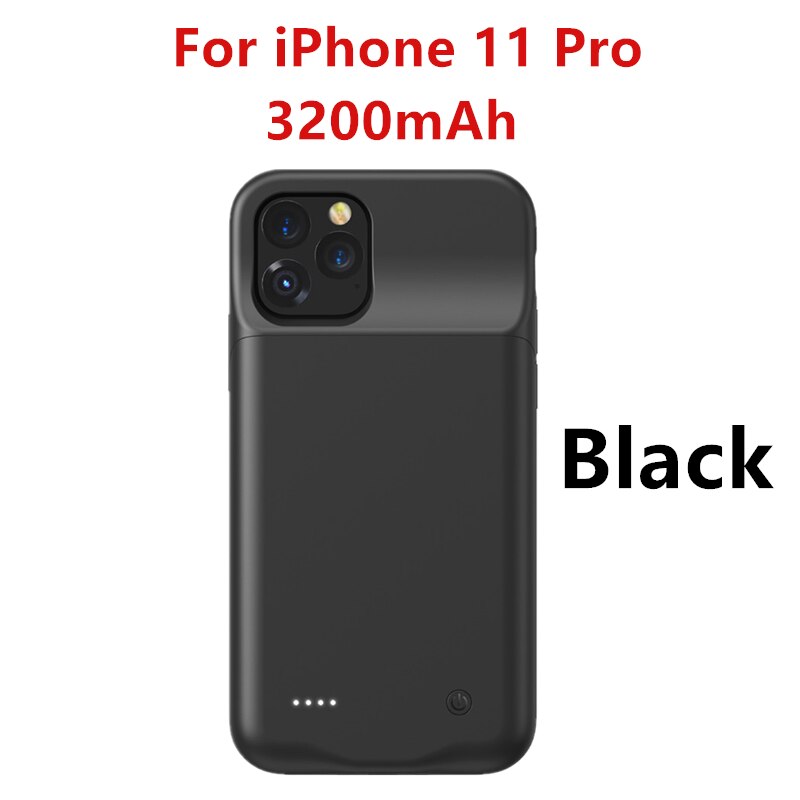 Power Bank Cover For iPhone 11 Pro Max External Battery Cases Power Bank Charging Cover For iPhone 11 Pro Battery Charger Cases: Black For 11 Pro