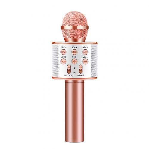 WS858 Portable Bluetooth Karaoke Microphone Wireless Speaker Home KTV Karaoke Handheld Microphone Singing Recorder: Rose Gold
