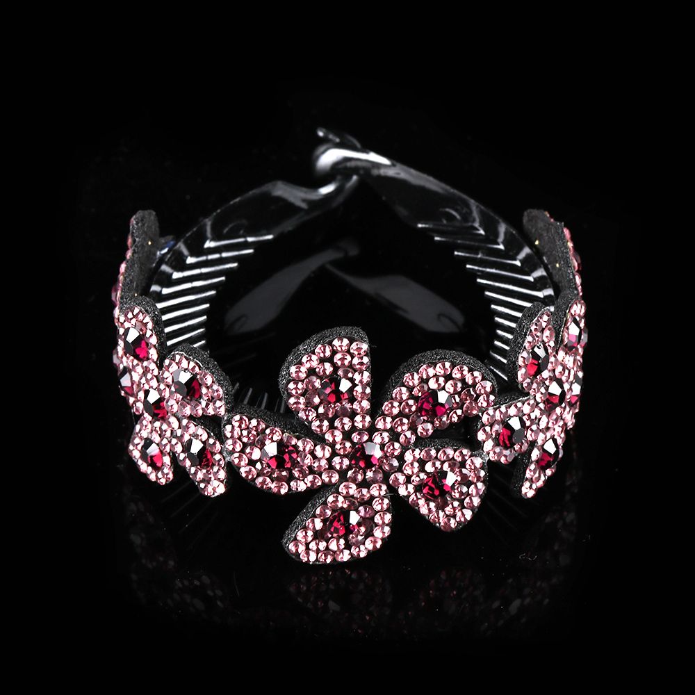Horquilla para hacer moños para mujer y niña, Clip giratorio de Nido de Pájaro, horquillas de diamantes de imitación, pinzas para el cabello de flores, garra de cristal para el cabello: Castaño