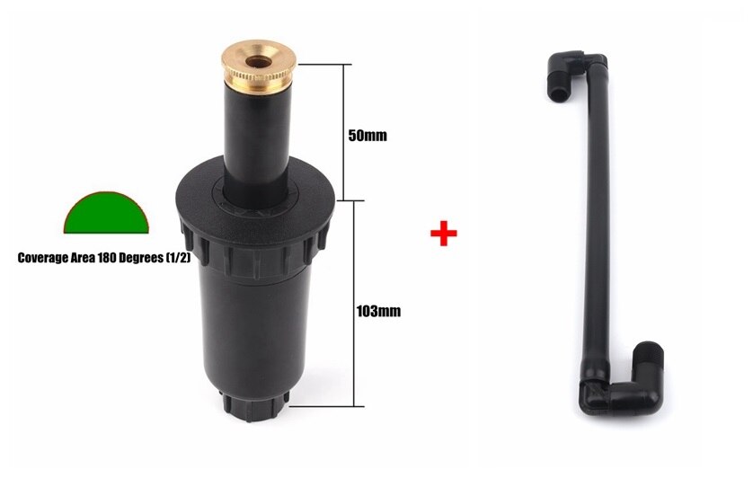 1pcs 1/2" 90-360 Degrees Adjustable Pop-up Sprinkler Swing Joint Greenhouse Garden Irrigation Lawn Flower Copper Spray Nozzle: 180 Degrees