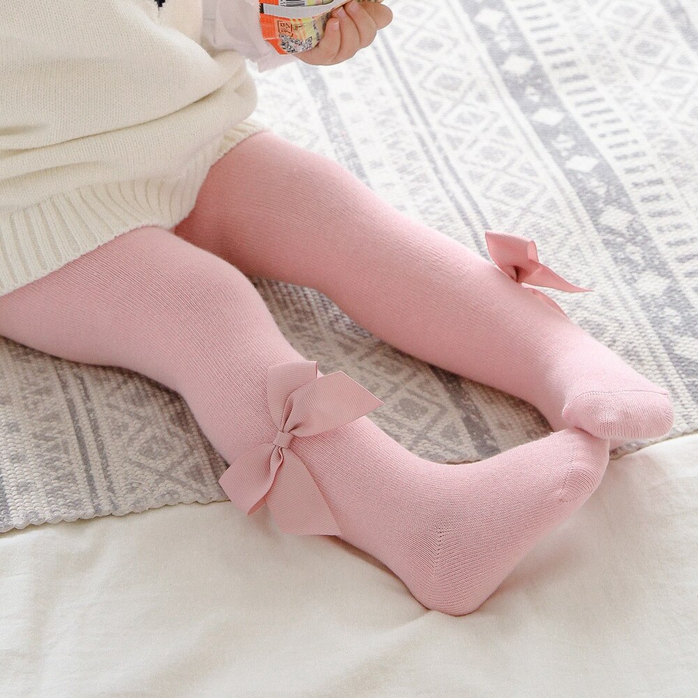 Imcute Mode Baby Meisje Strik Panty Effen Panty Pasgeboren Baby Peuters Lente Herfst Casual Katoen Elastische Leggings 0-2Y: Roze / 12-24M