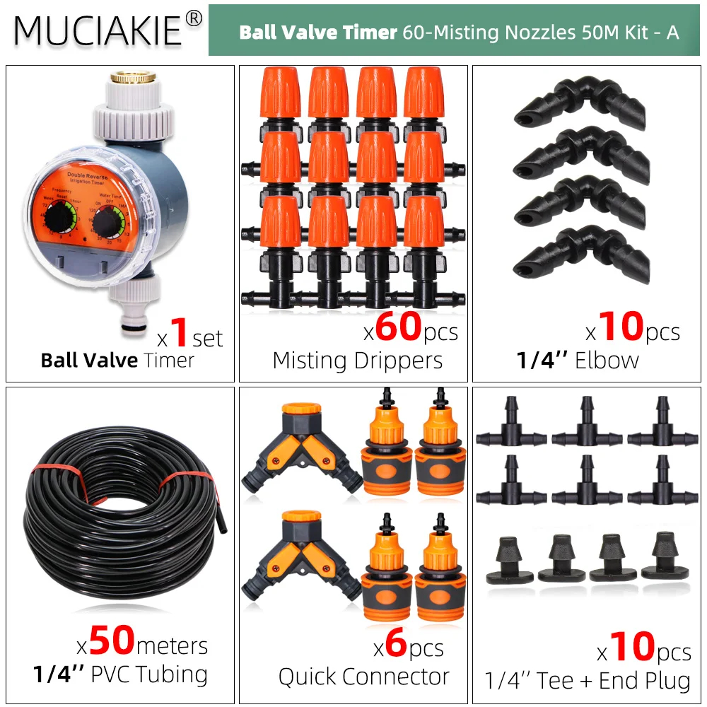 10-50m orange justerbare tågevandingssystem automatisk havevanding kølesæt 1/4 '' pvc hovedledningsslange have: Blå
