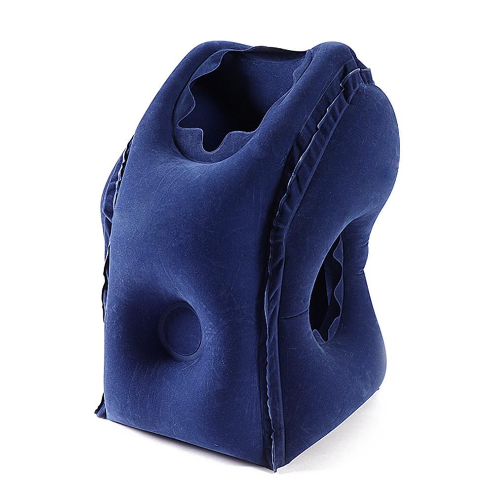 Travel Aircraft Inflatable Pillow Sleeping Tool Outdoor Office Lunch Break Pillow Portable Neck Protective Inflatable Pillow: Navy Blue