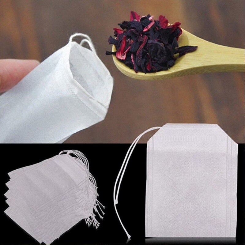 Tea Bags 100Pcs/Lot Empty Scented Drawstring Pouch Bag 5*7CM Seal Filter Cook Herb Spice Loose Coffee Pouches Tools