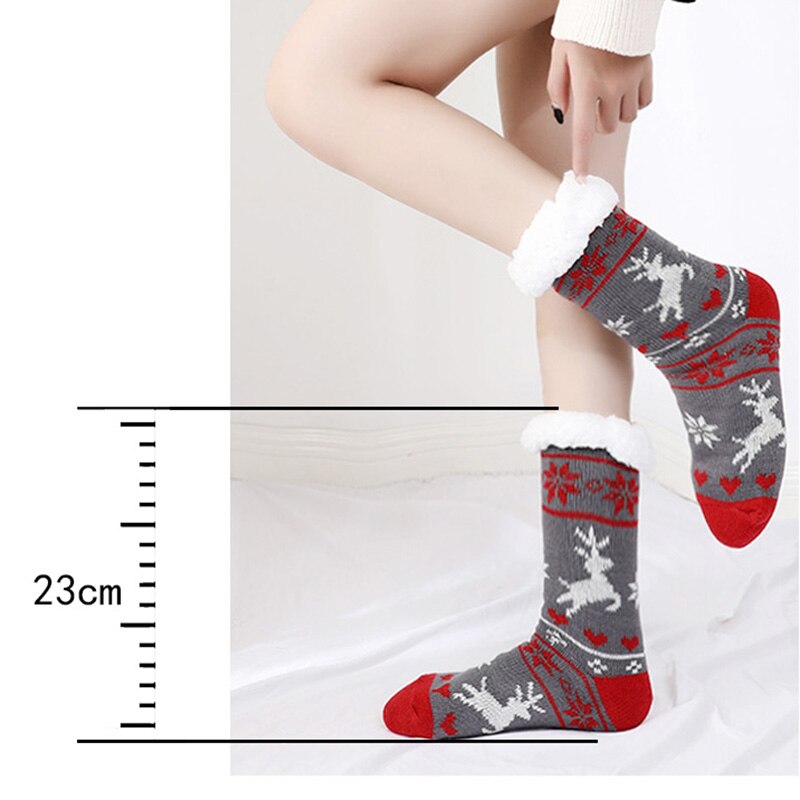 Warm Fleece Lined Winter Soft Slipper Socks Christmas With Non Slip for Men Women Outdoor Skiing