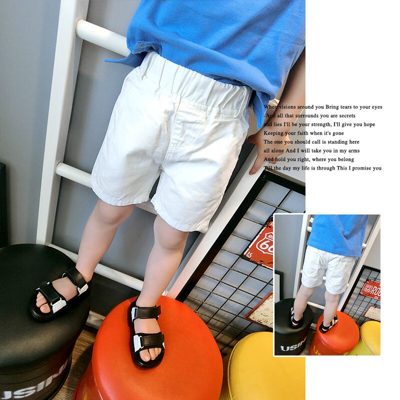 Børnebukser børn sommerbukser til baby drengeshorts løs størrelse 80 ~ 140 solid slik blå hvid pige tøj cool