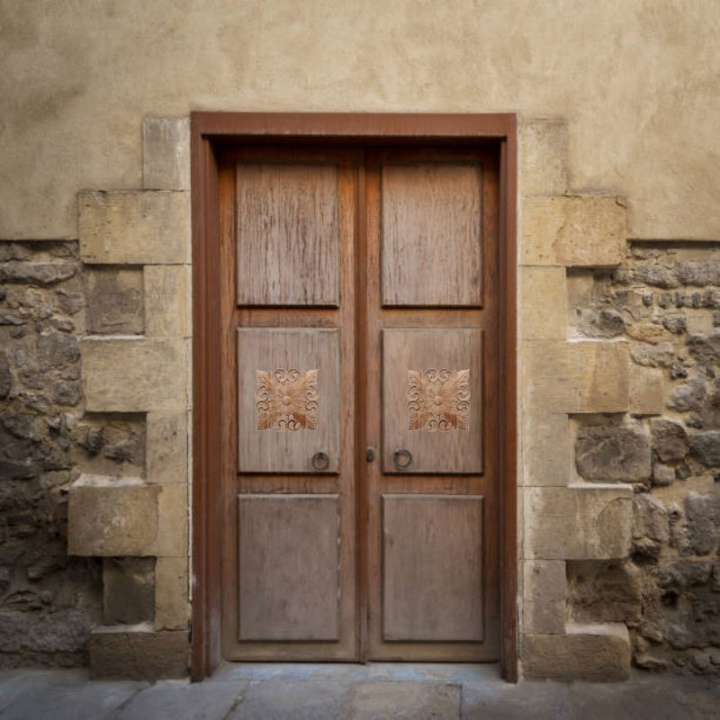 Accessori per mobili intagliati in legno in stile europeo - Sculture cave quadrate in legno massello per porte dell'armadio, cucina e decorazioni per la casa