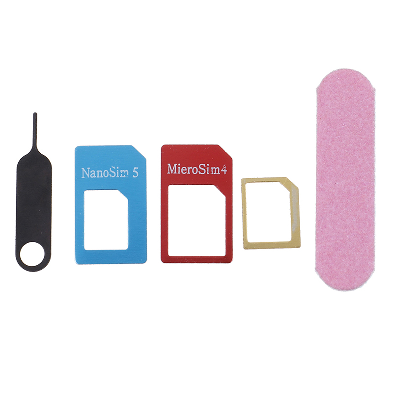 5in1 Micro Standaard Sim Card Adapter Kit Converter Met Sander Bar Tray Open Naald Voor Iphone 5S 7 Plus 6S Xiaomi Redmi 3 S