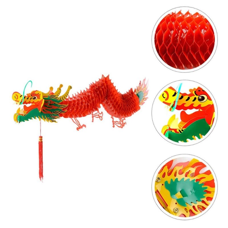 1.5m/1.0m Spring Festival Dragon Lantern Chinese Year Hanging Paper Lamp