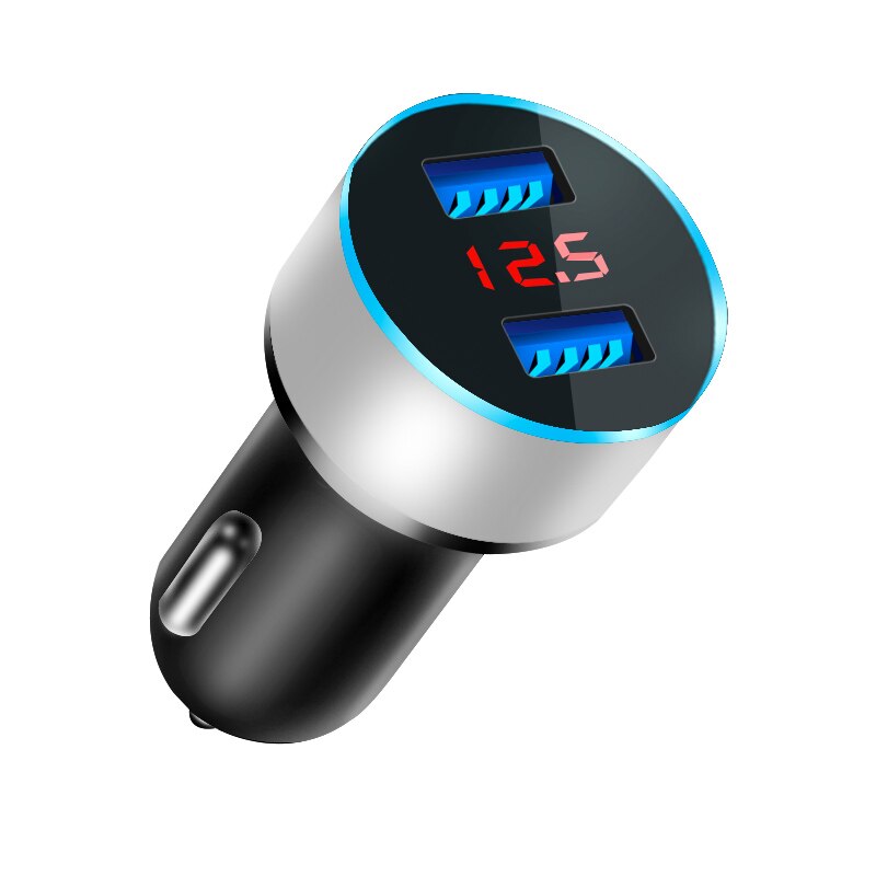 Universale Dual Usb Car Charger 5V 3.1A Con Display A LED Del Telefono Auto-Caricatore per Xiaomi Samsung S8 iPhone X XS 8 Più Tablet etc: Silver