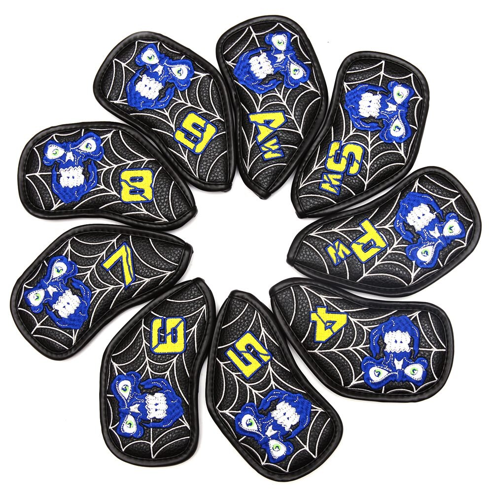 9 Stks/set Golf Cover Skull Iron Pole Hoofd Covers Putter Protector Outdoor Sport Waterdichte Universele Bescherming: c