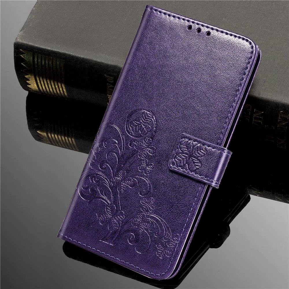 Luxe reliëf 3d bloemenhoesje voor samsung galaxy ace gt -s5830i s5830 pu leren portemonnee flip telefoonhoesje tas volledige achterkant: 2 paars