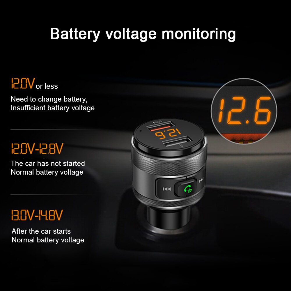 C57 Car Fm Transmitter Bluetooth 4.2 Car Charger QC 3.0 Car Charging Fast Charger QC3.0 Hands-free Dual USB Smart Chip Charger