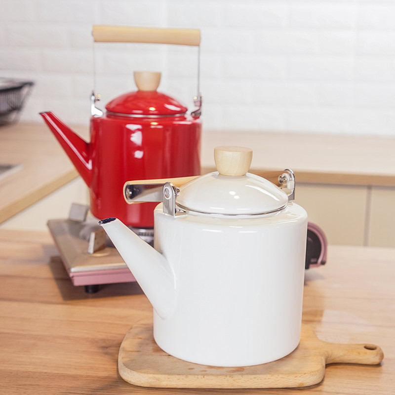 2L Emaille Wasserkocher Teekanne Kaffeekanne Kochen Werkzeuge Gerade Kräutertees Teekanne Induktion Herde Hohe Weizen Topf