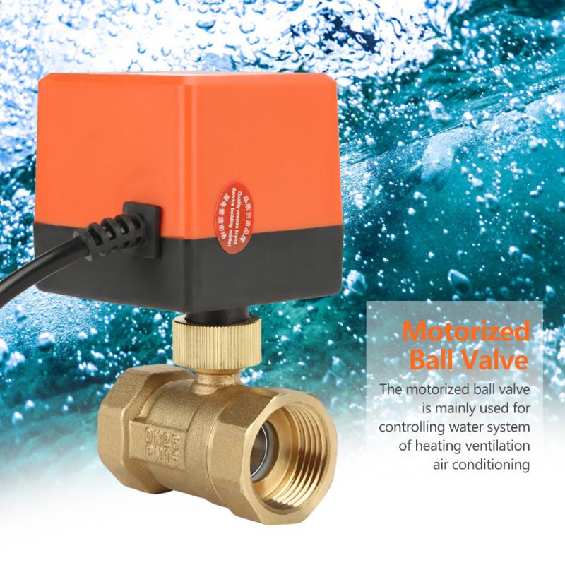 Motorized Brass Ball Valve 2-Way Electrical Valve 3-Wire 1-point Control G1 DN25 AC220 valvula solenoide