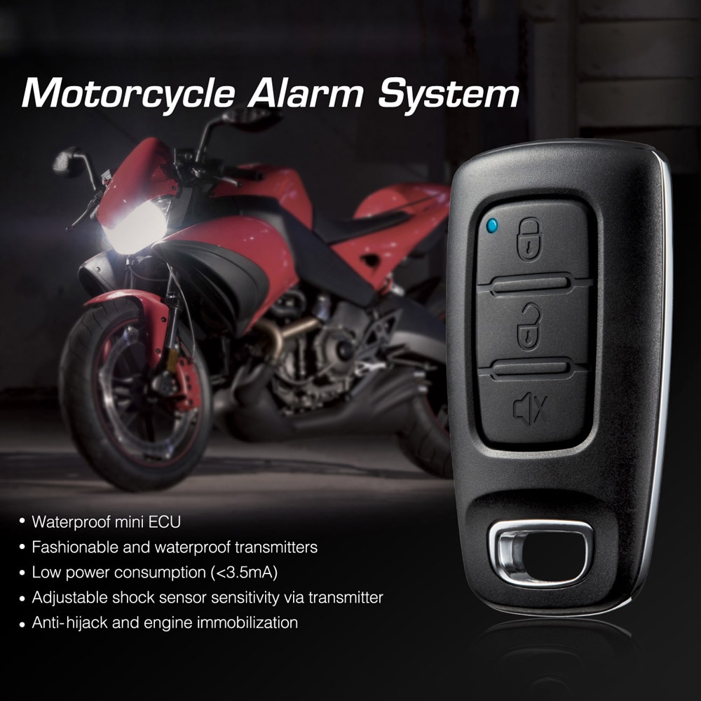 886E 1 Way Motorcycle Alarm System Water Resistant ECU Motorcycle Engine Immobilization with Fashionable Transmitter