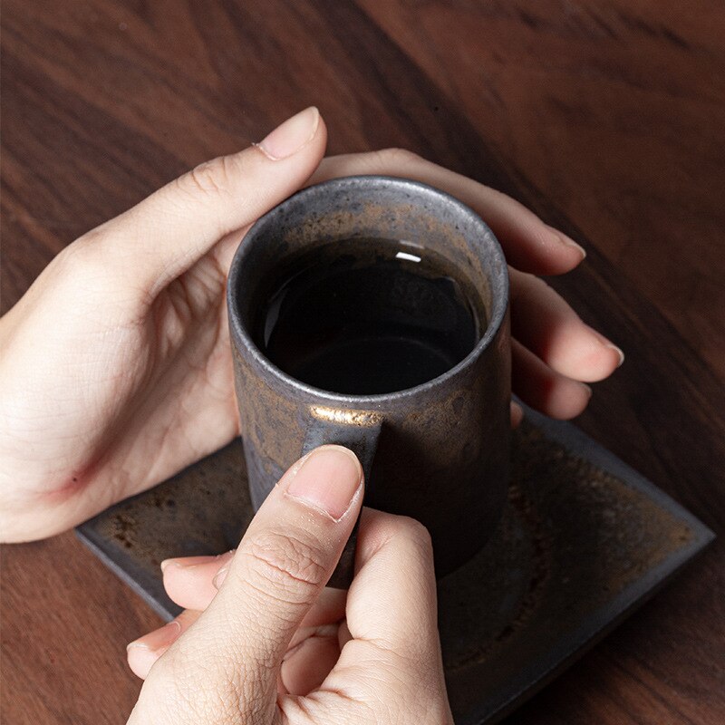 Rustic Coffee Mug and Saucer Set