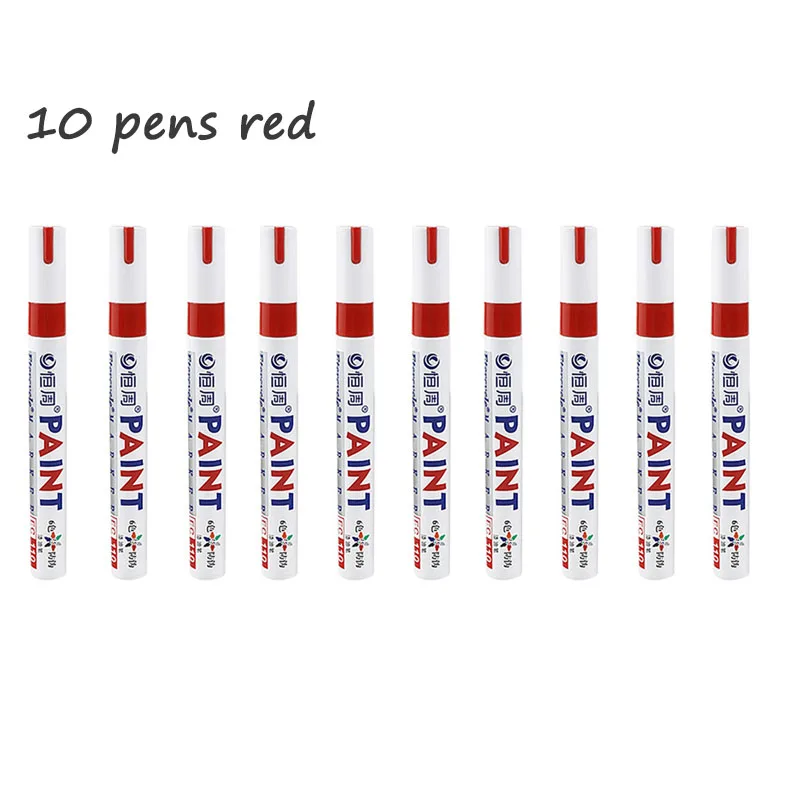 10 rotuladores permanentes, juego de marcadores de pintura de 12 colores, blanco, negro, azul, rojo, naranja, verde, azul, rosa, morado, café: Borgoña