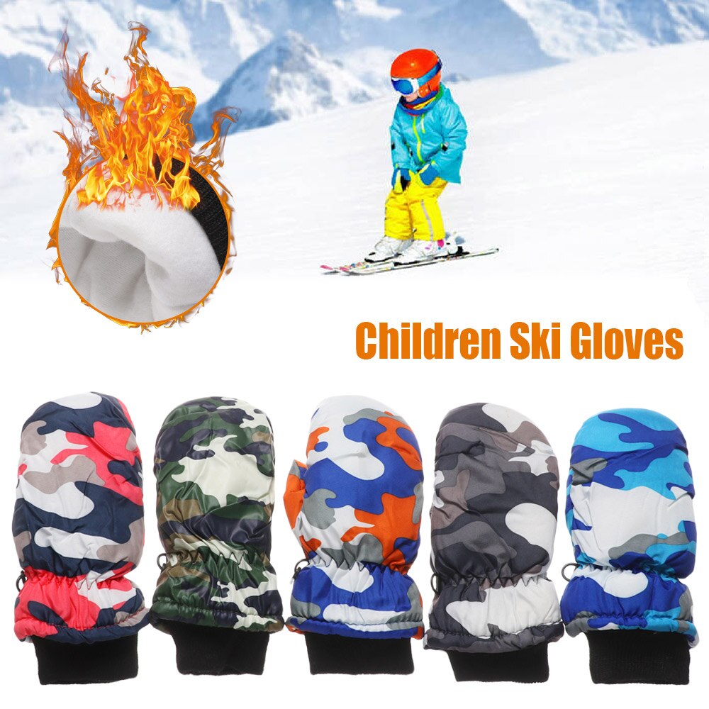 1Pair Children Kids Winter Warm Gloves Boy Girls Outdoor RidingSki Snowboard Windproof Waterproof Thicken Warm Mitten