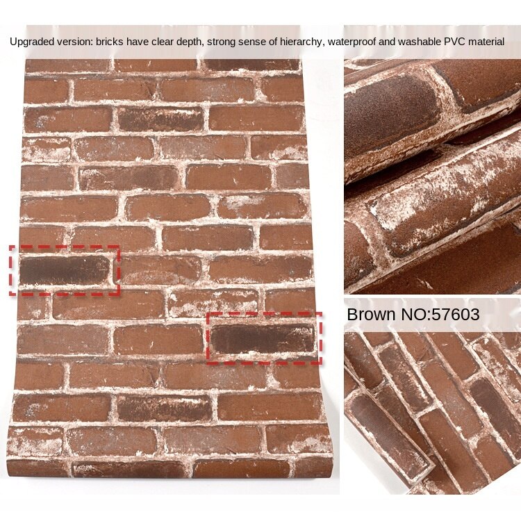 Retro Nostalgic American Imitation Brick Brick Brick Wallpaper Cafe Bar Restaurant Art Stone Red Brick Wallpaper: 57603