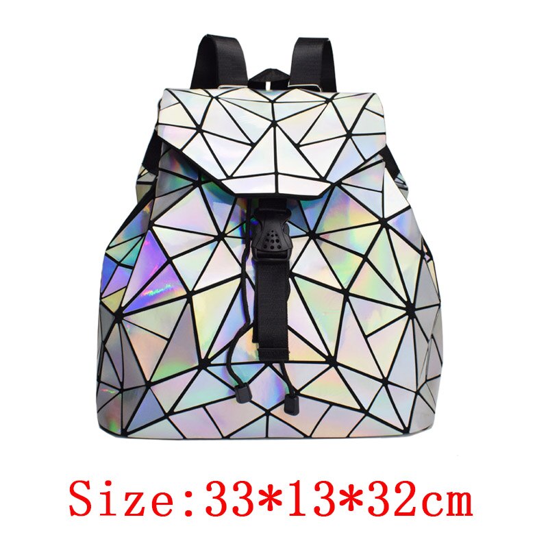 Luminous Backpack School Women Bags Set Holographic Geometric Backpacks Female School Bag For Teenage Girls Student Rucksack: Blue