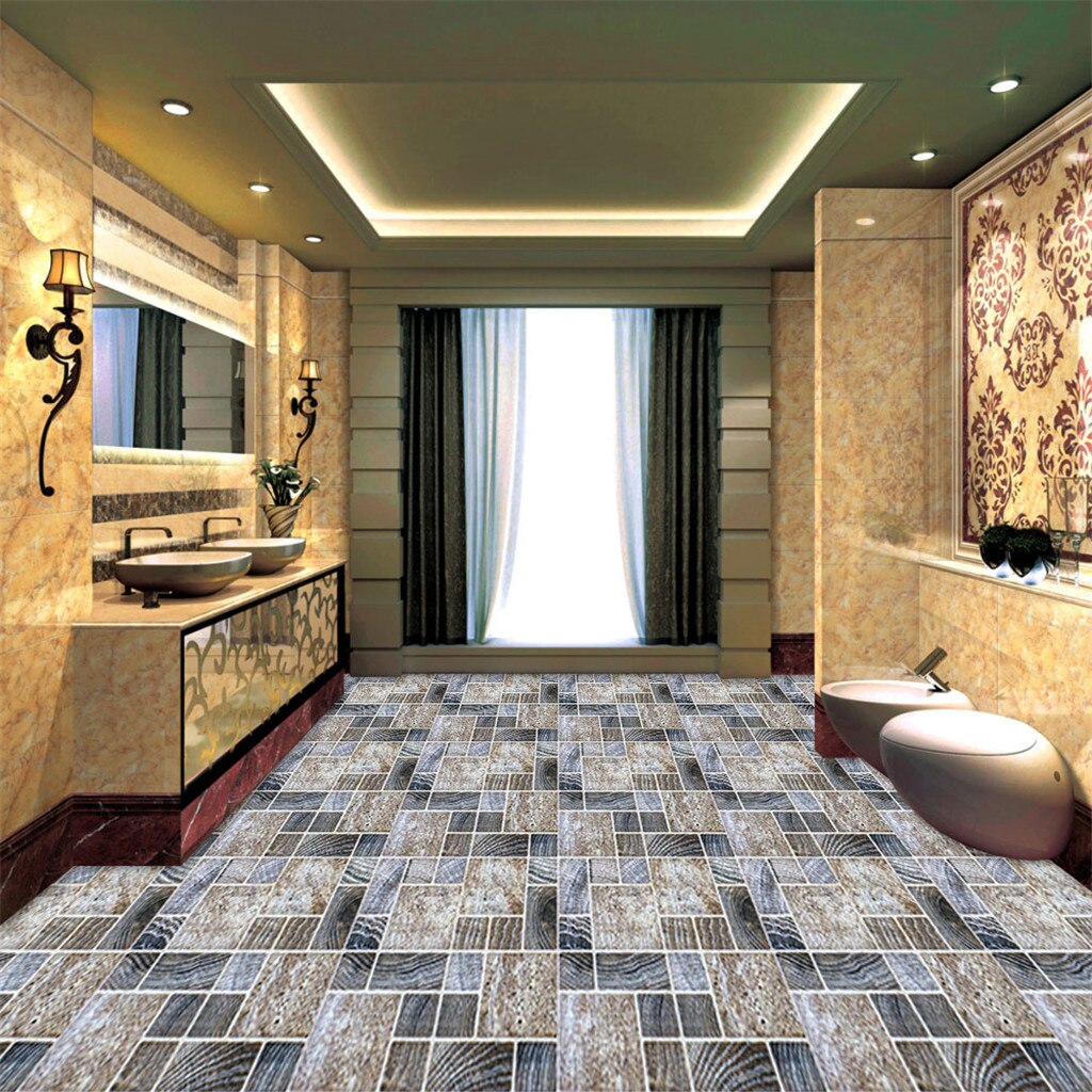 Floor stickers Tile Sticker For Kitchen Bathroom vinyl tile Self Adhesive Wall Sticker DIY Decor Wallpaper Waterproof Wall Decal