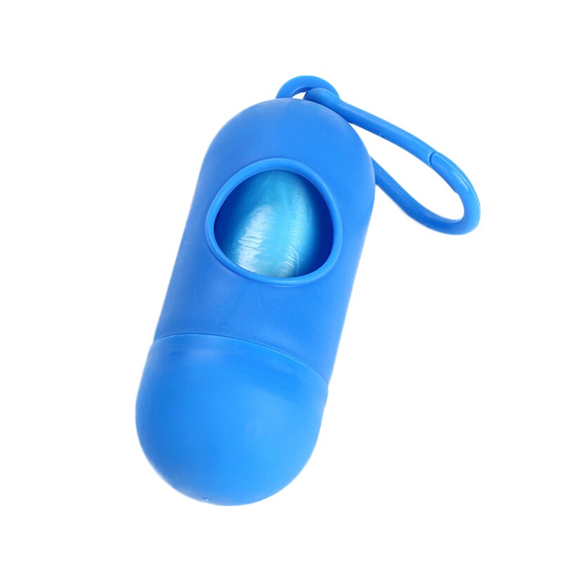 Newly Pet Garbage Bag Storage Box Case Clean Waste Stool Carrier Holder Durable Pill Shape FIF66: Blue
