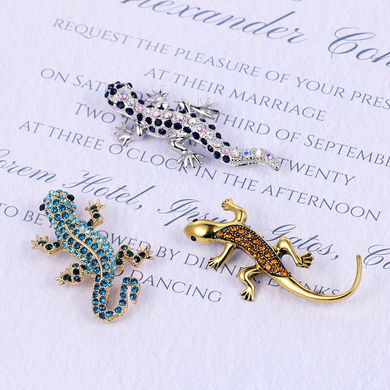 Baiduqiandu Neue Kristall Strass Pflastern Gekko Japonicus Brosche Stifte