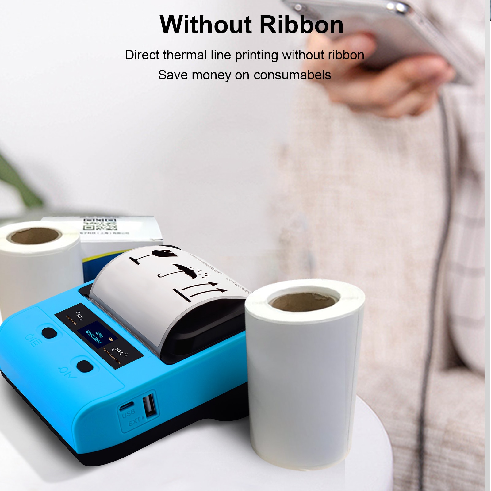 3 Inch Portable Wireless Thermal Printer USB BT NFC DP30 All in One Printer for Price Label Support ESC/POS Command for Retail