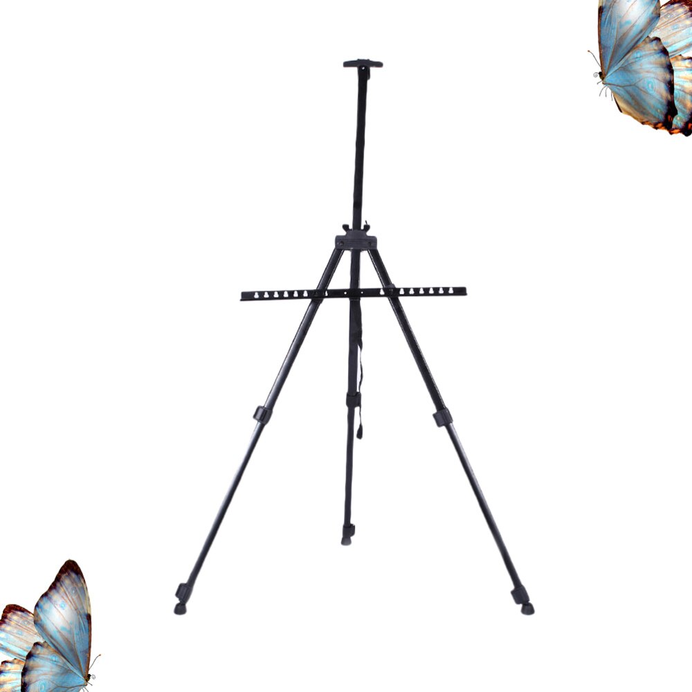 52-155cm Folding Iron Tripod Portable Canvas Easel Display Stand with Storage Carrying Bag for Indoor Outdoor Art Craft (Black)