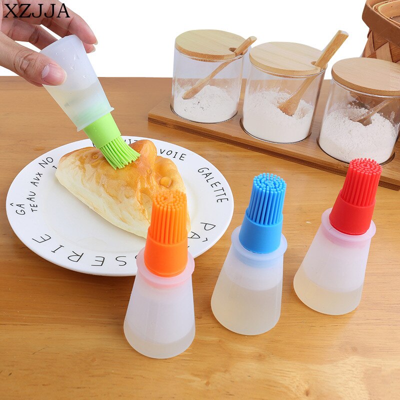 XZJJA 2 uds cepillo de aceite de silicona de pastel brocha para pasteles, mantequilla y pan utensilio para barbacoa pluma de aceite líquido cepillos de seguridad herramientas de cocina