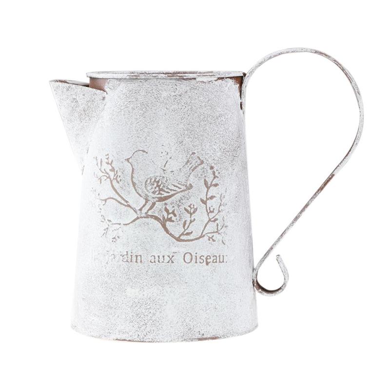 Retro Flowerpot Galvanized Iron Flowerpot Decoration Planter European Style Antique Finish Garden Flower Pot Planting Tool: Short
