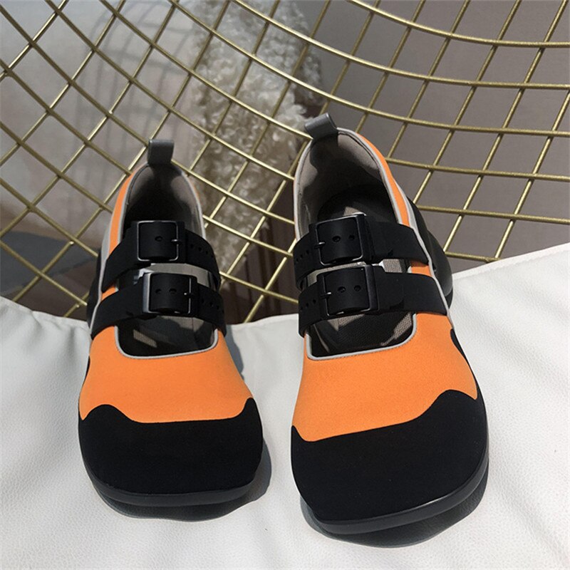 Orange svart kvinnor casual höga klackar mary janes skor kvinna tenis feminino espadrillor tjock sula creepers plattformsskor