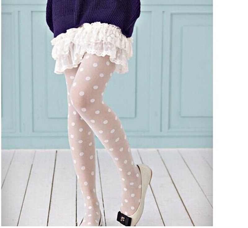 Japan Style Dot Patterned Women Pantyhose Sweet Girl Black Sexy Tights Female Stocking Transparent Tights pantyhose