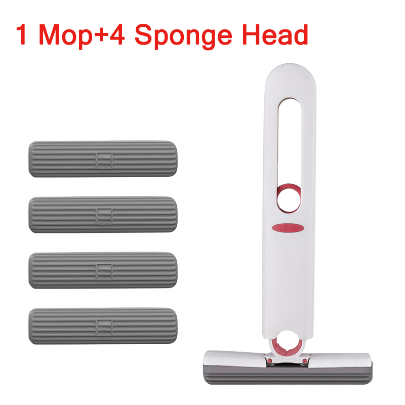 Draagbare Mini Spons Mop Handvrij Wassen Opvouwbare Zelf Knijp CleaningMop Nat En Droog Gebruik Super AbsorbentMop Voor Badkamer Keuken: WHITE