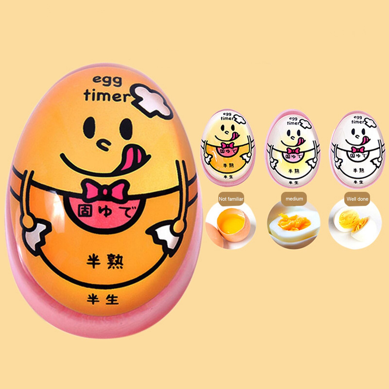 Japanese-style Color Changing Egg Timer Silicone Material Perfect Boiled Eggs By Temperature Kitchen Helper Timer Tools