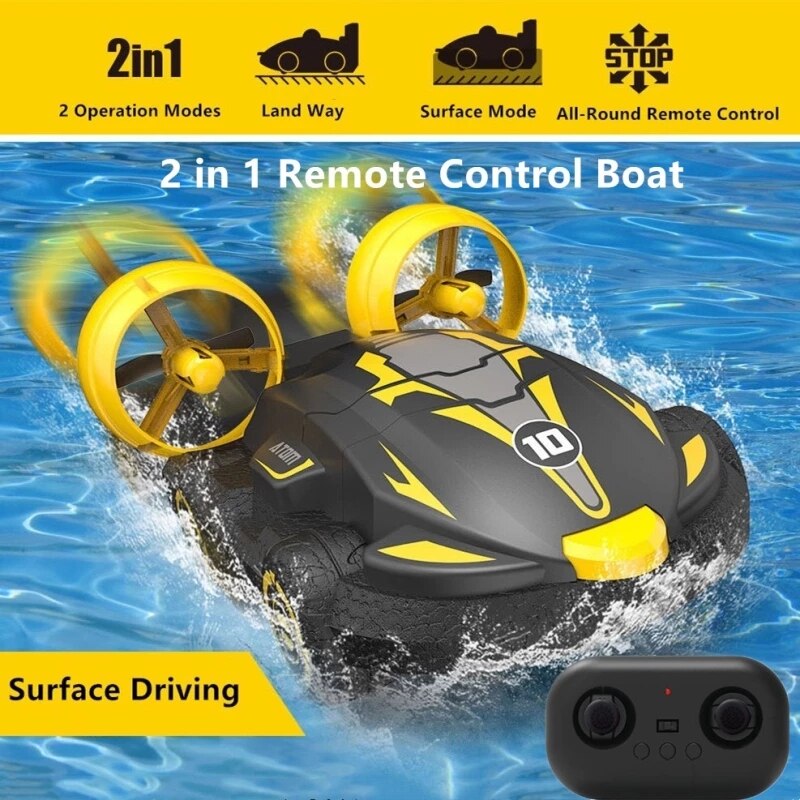 2 in 1 Amphibien Drift Auto Wasser Und Land Fahren Fernbedienung Luftkissenfahrzeug Kunststück-Auto Mit 3 stücke Batterie Hohe geschwindigkeit Auto Boote