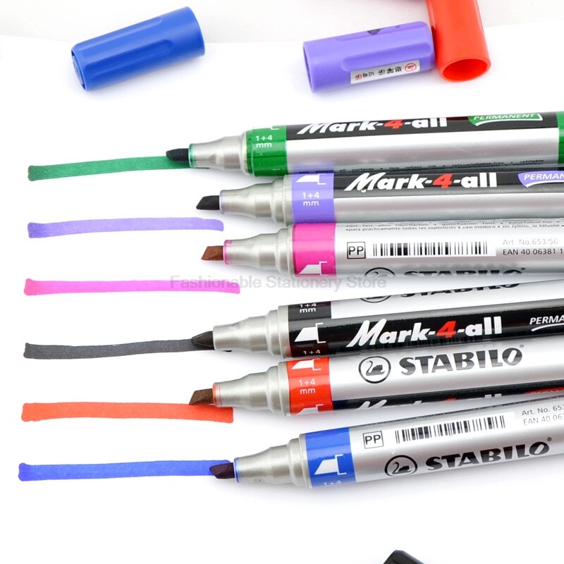 6 Pcs/Lot Stabilo 653 Marker Pen Marking Pen Round Head Alcoholic Ink Permanent Oily Pen