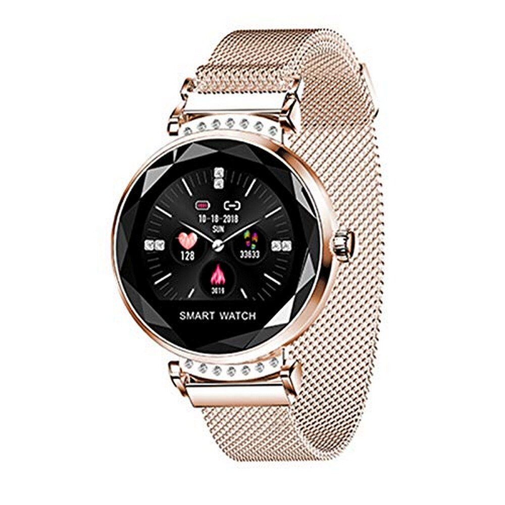 H1 moda donna Smart Watch pressione sanguigna cardiofrequenzimetro Fitness Tracker bracciale lady Smart watch schermo a colori con diamanti: Gold