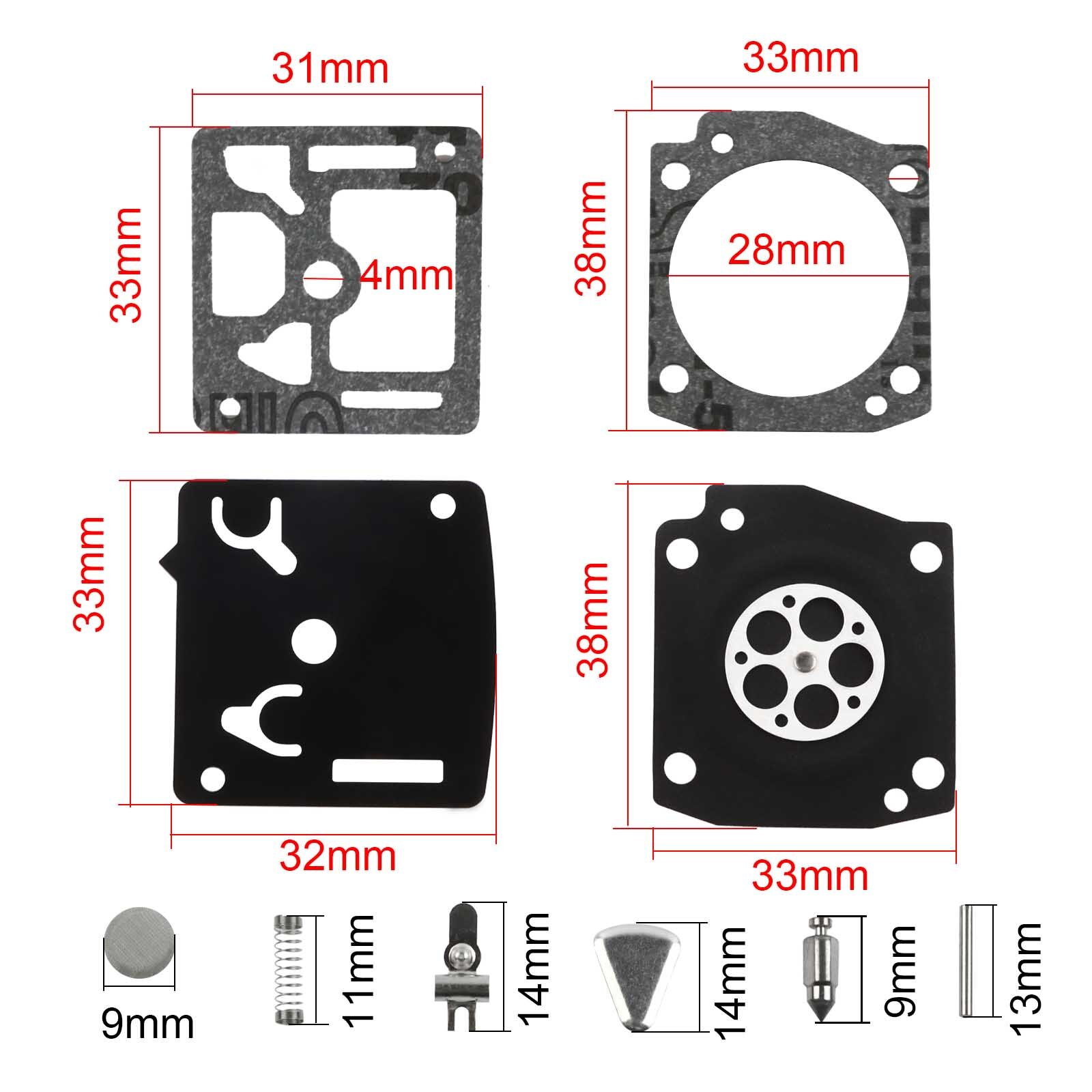 Kit de reparación de carburador para motosierra, Kit de juntas de reconstrucción para Zama RB-31 Stihl 034 036 MS340 MS360 044 C3A S4A S19 4 Zama C3A S4A S19